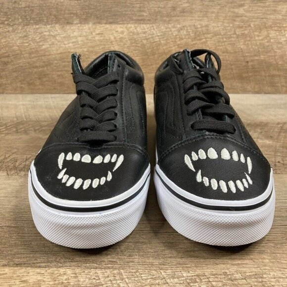 VANS Old Skool Fangs Black Leather Halloween Skate Shoes Womens 5.5 Mens 4 NEW - Picture 4 of 12